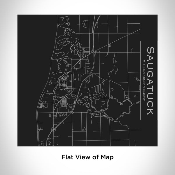 Rendered View of Saugatuck Michigan Map Engraving on 17oz Stainless Steel Insulated Tumbler in Black