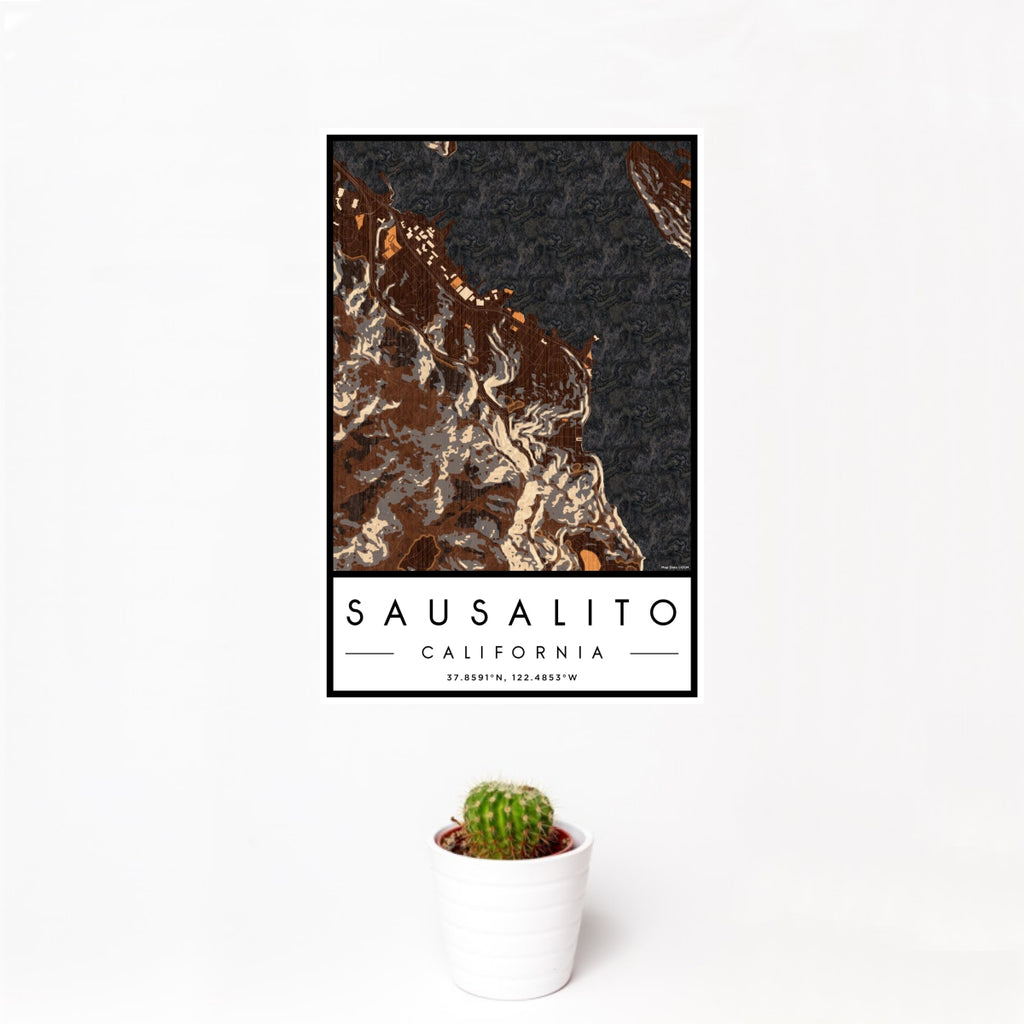 Sausalito - California Map Print in Ember