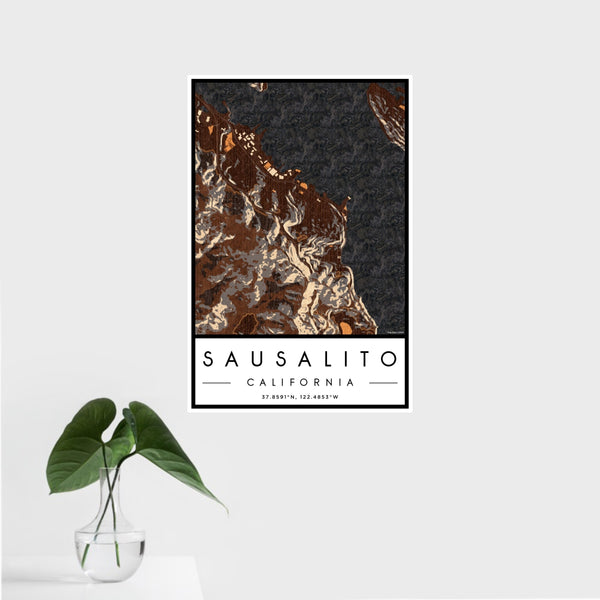Sausalito - California Map Print in Ember