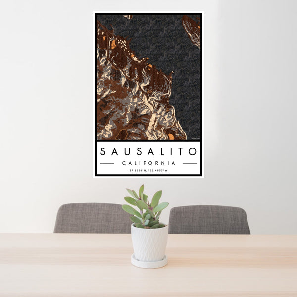 Sausalito - California Map Print in Ember