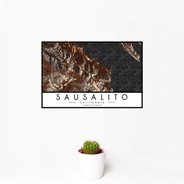 Sausalito - California Map Print in Ember