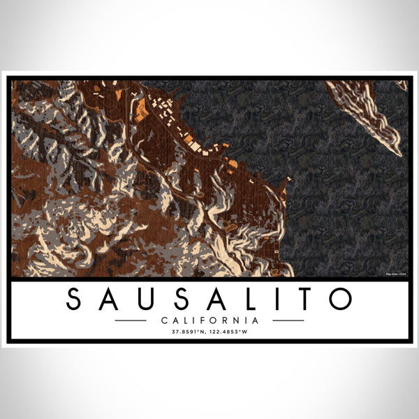 Sausalito - California Map Print in Ember