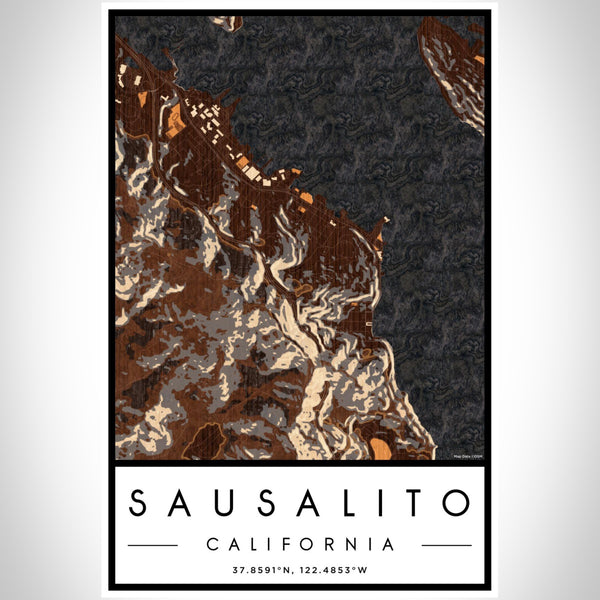 Sausalito - California Map Print in Ember