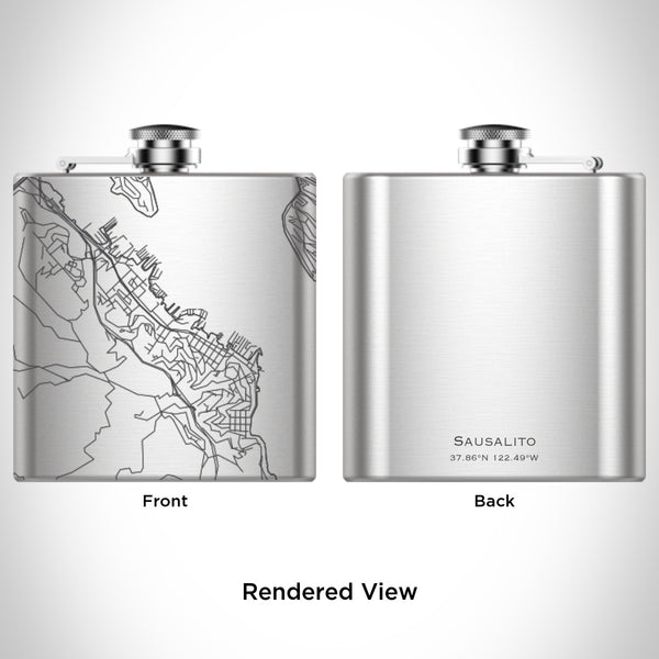 Sausalito - California Map Hip Flask