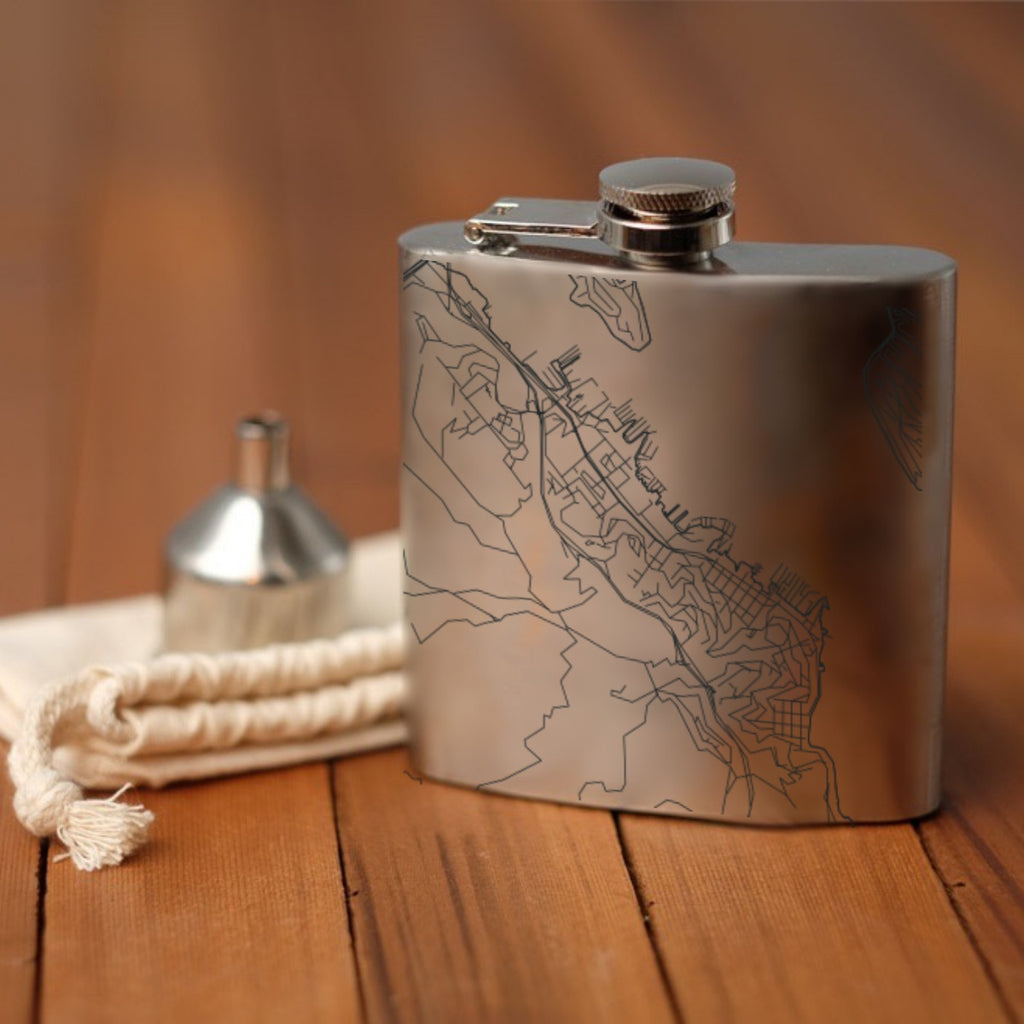 Sausalito - California Map Hip Flask