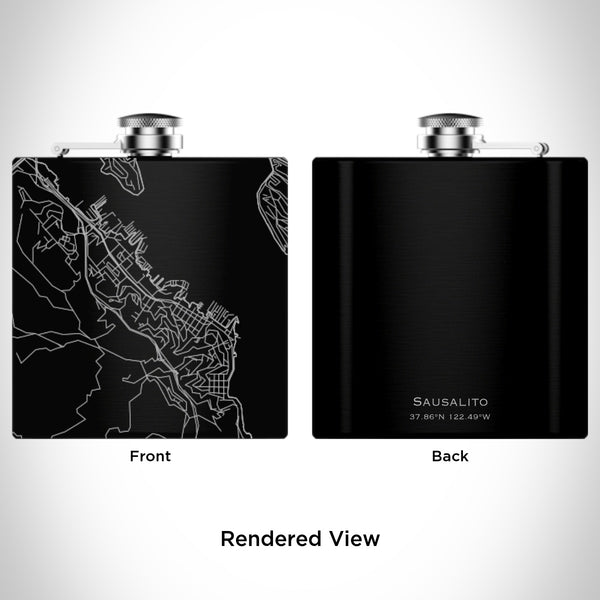 Sausalito - California Map Hip Flask in Matte Black