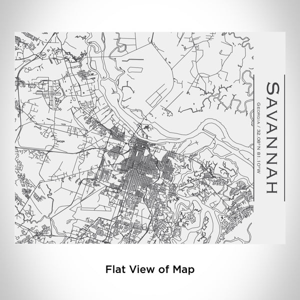 Rendered View of Savannah Georgia Map Engraving on 20oz Stainless Steel Insulated Bottle with Bamboo Top in White