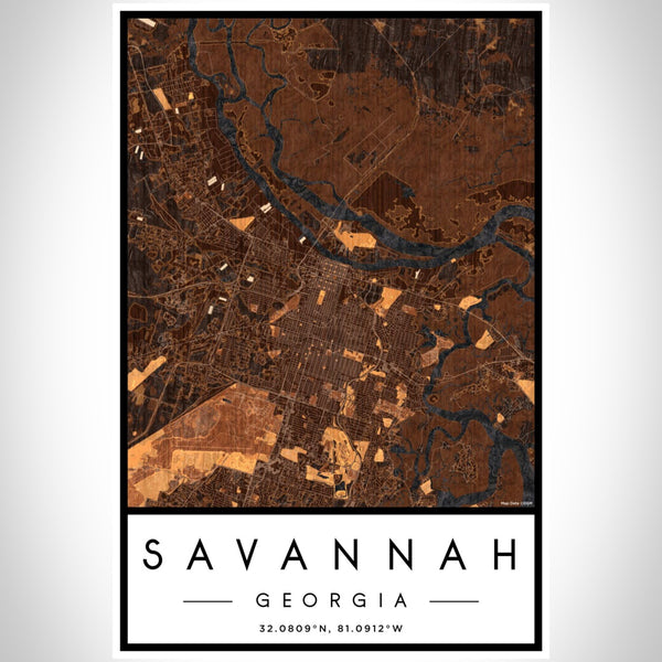 Savannah - Georgia Map Print in Ember