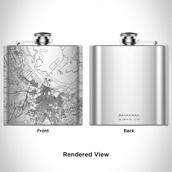 Savannah - Georgia Map Hip Flask