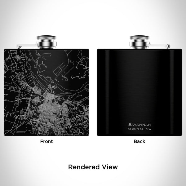 Savannah - Georgia Map Hip Flask in Matte Black