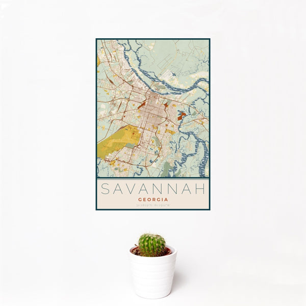 Savannah - Georgia Map Print in Woodblock