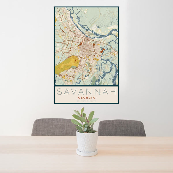 Savannah - Georgia Map Print in Woodblock