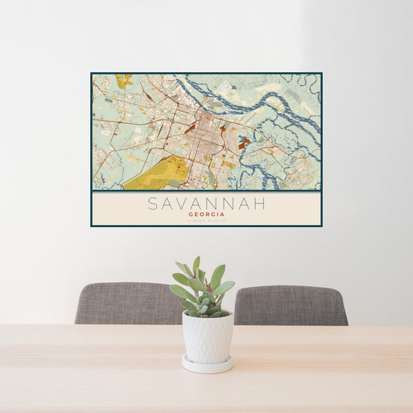 Savannah - Georgia Map Print in Woodblock