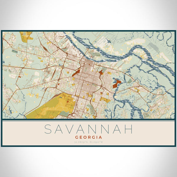 Savannah - Georgia Map Print in Woodblock