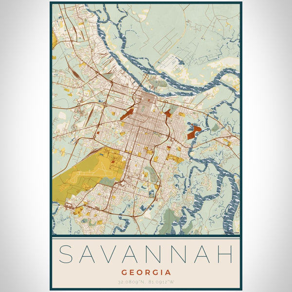 Savannah - Georgia Map Print in Woodblock