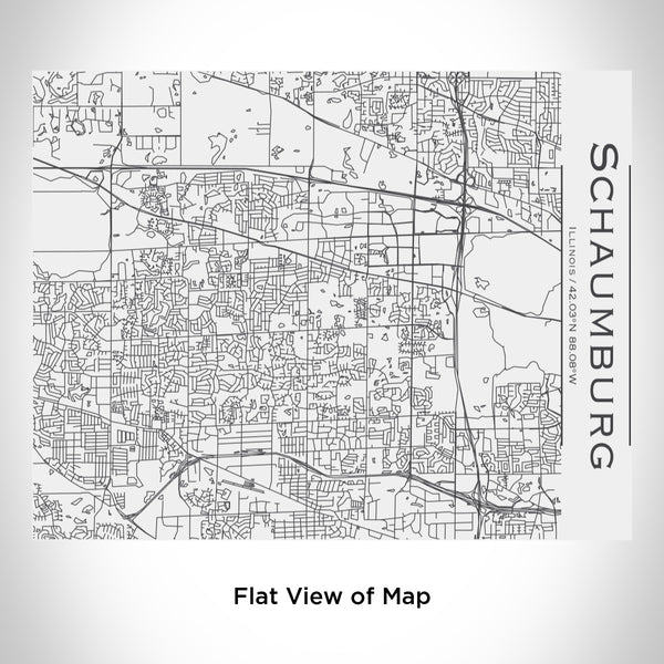 Rendered View of Schaumburg Illinois Map Engraving on 20oz Stainless Steel Insulated Bottle with Bamboo Top in White