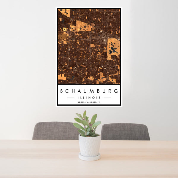 Schaumburg - Illinois Map Print in Ember