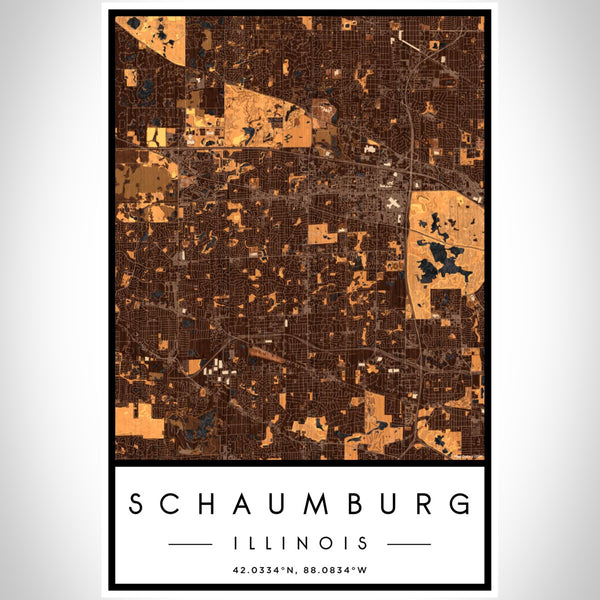 Schaumburg - Illinois Map Print in Ember