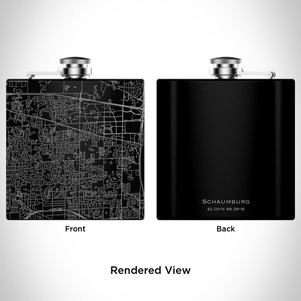 Schaumburg - Illinois Map Hip Flask in Matte Black