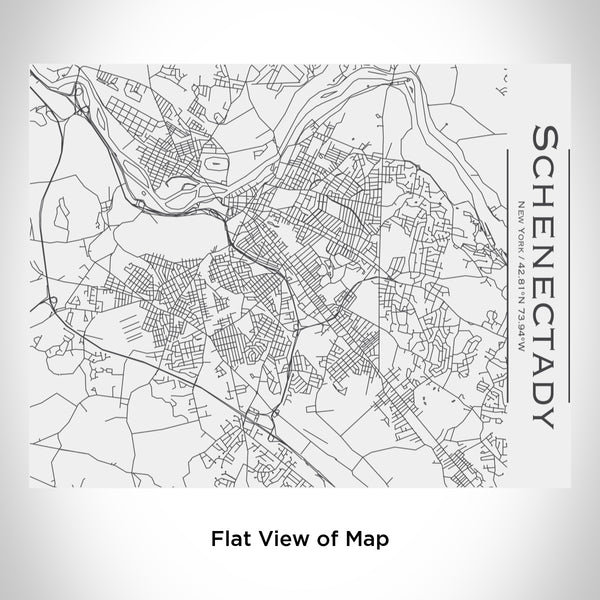 Rendered View of Schenectady New York Map Engraving on 20oz Stainless Steel Insulated Bottle with Bamboo Top in White