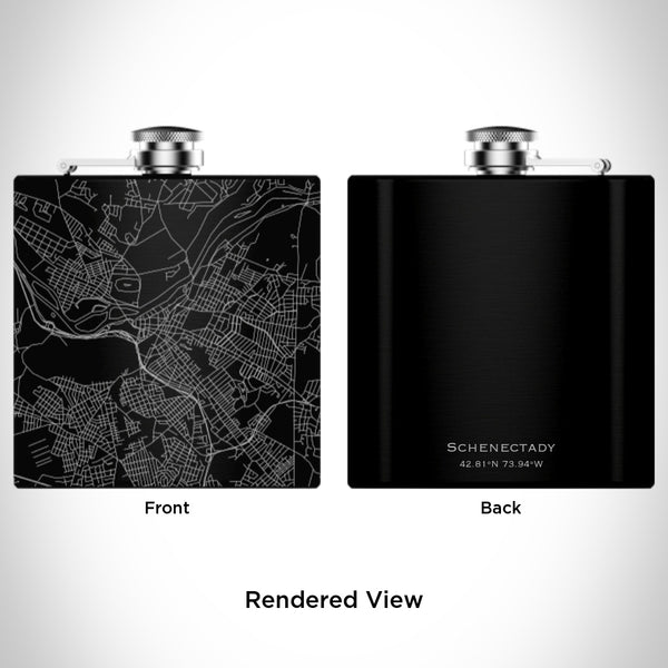 Schenectady - New York Map Hip Flask in Matte Black