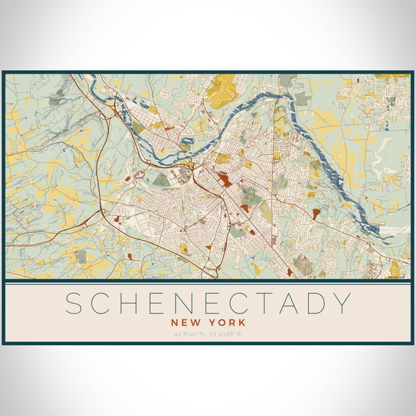 Schenectady - New York Map Print in Woodblock