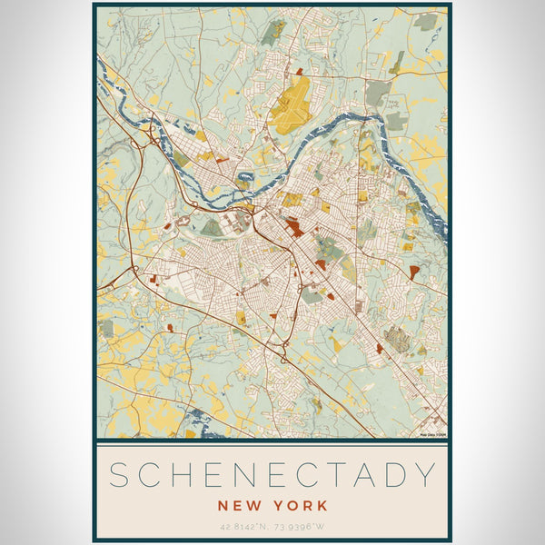 Schenectady - New York Map Print in Woodblock