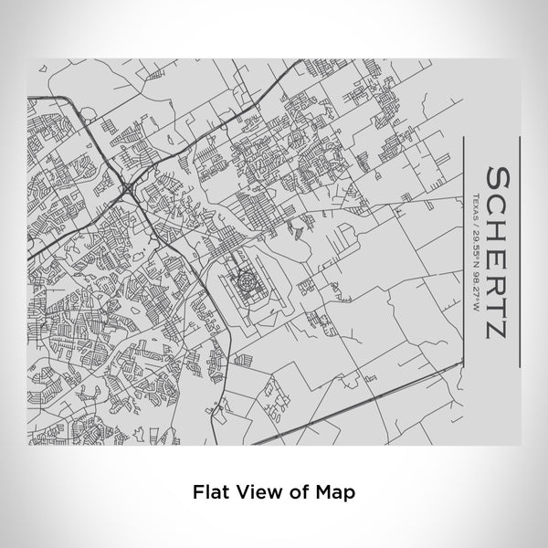 Rendered View of Schertz Texas Map Engraving on 20oz Stainless Steel Insulated Bottle with Bamboo Top