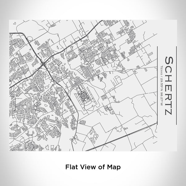 Rendered View of Schertz Texas Map Engraving on 20oz Stainless Steel Insulated Bottle with Bamboo Top in White