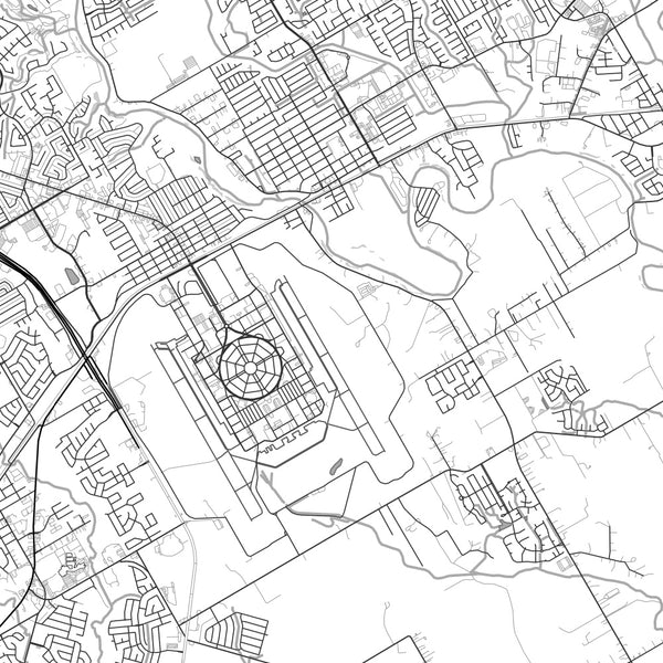 Schertz Texas Map Print in Classic Style Zoomed In Close Up Showing Details