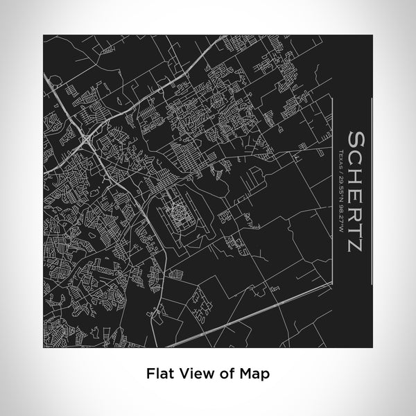 Rendered View of Schertz Texas Map Engraving on 17oz Stainless Steel Insulated Tumbler in Black