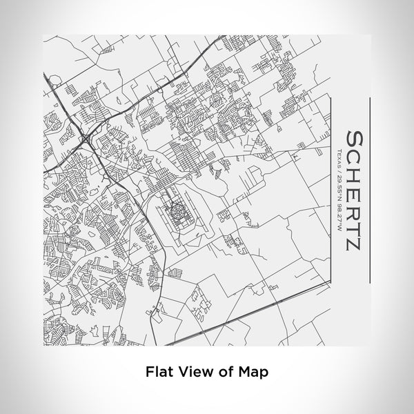 Rendered View of Schertz Texas Map Engraving on 17oz Stainless Steel Insulated Tumbler in White