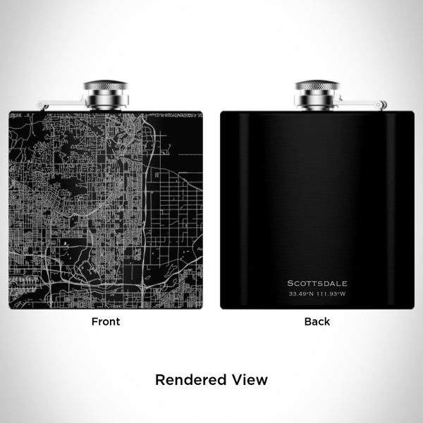 Scottsdale - Arizona Map Hip Flask in Matte Black