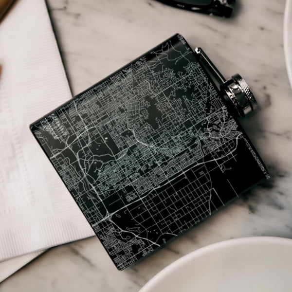 Scottsdale - Arizona Map Hip Flask in Matte Black