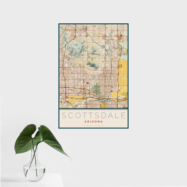 Scottsdale - Arizona Map Print in Woodblock