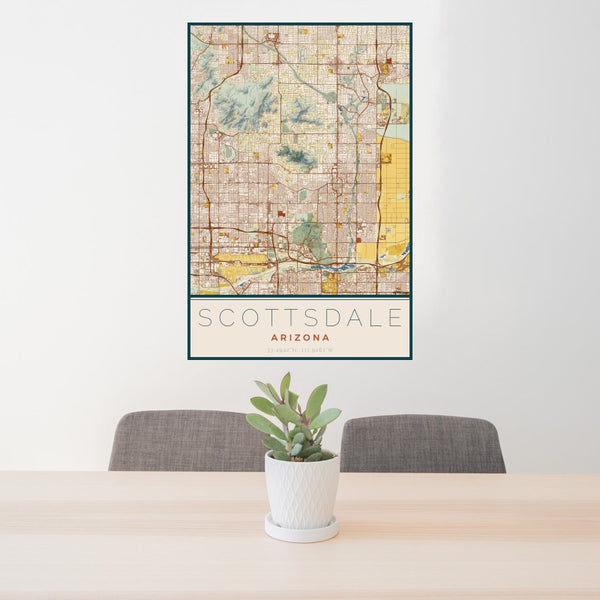 Scottsdale - Arizona Map Print in Woodblock