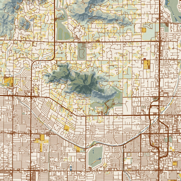 Scottsdale - Arizona Map Print in Woodblock