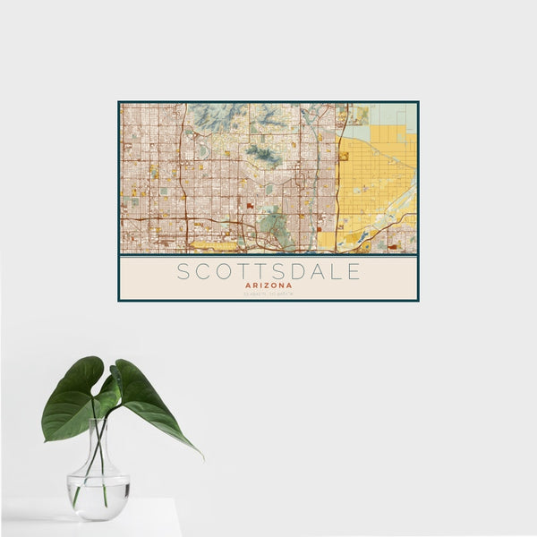Scottsdale - Arizona Map Print in Woodblock