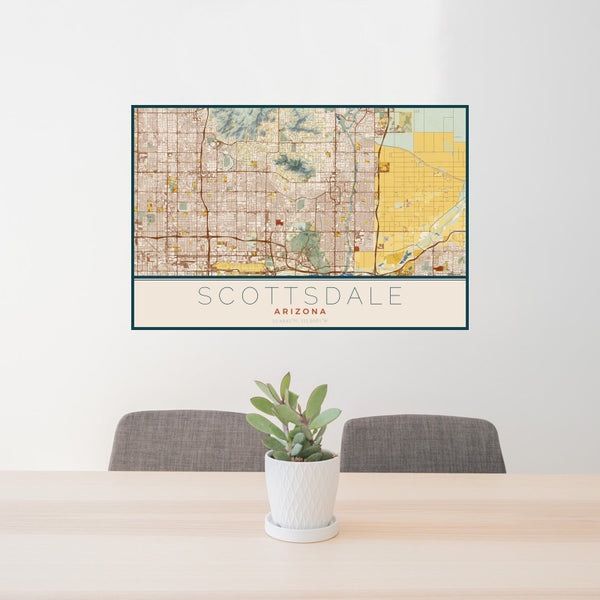Scottsdale - Arizona Map Print in Woodblock