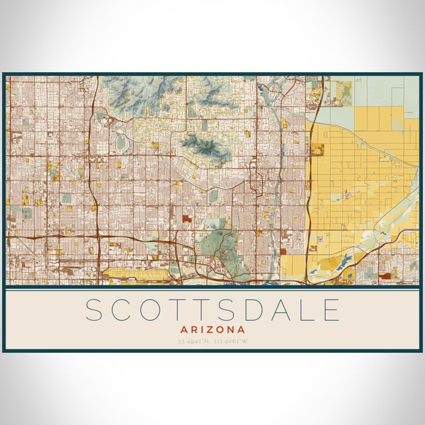 Scottsdale - Arizona Map Print in Woodblock