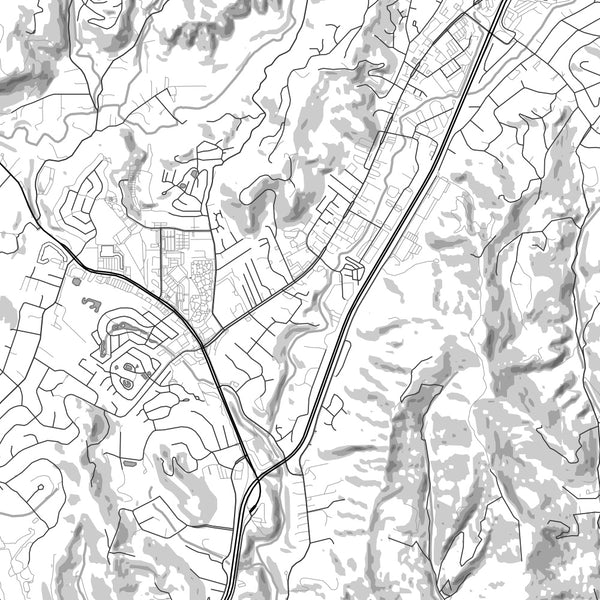 Scotts Valley California Map Print in Classic Style Zoomed In Close Up Showing Details