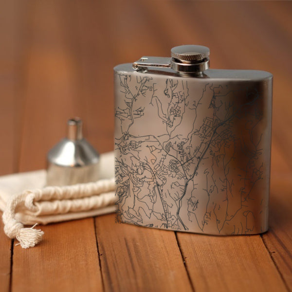 Scotts Valley California Custom Engraved City Map Inscription Coordinates on 6oz Stainless Steel Flask
