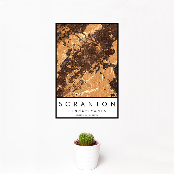 Scranton - Pennsylvania Map Print in Ember