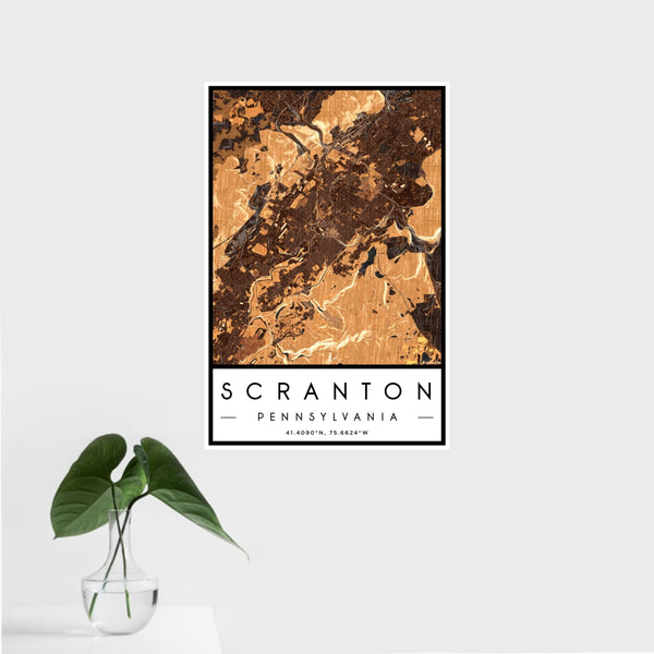 Scranton - Pennsylvania Map Print in Ember