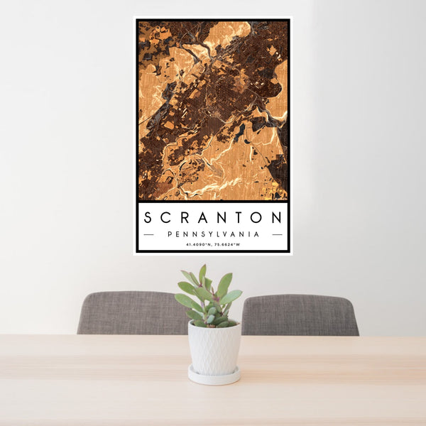 Scranton - Pennsylvania Map Print in Ember