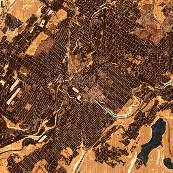 Scranton - Pennsylvania Map Print in Ember