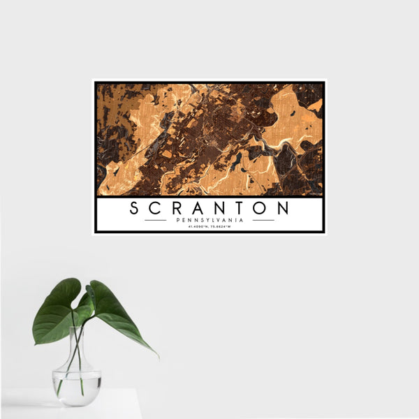 Scranton - Pennsylvania Map Print in Ember