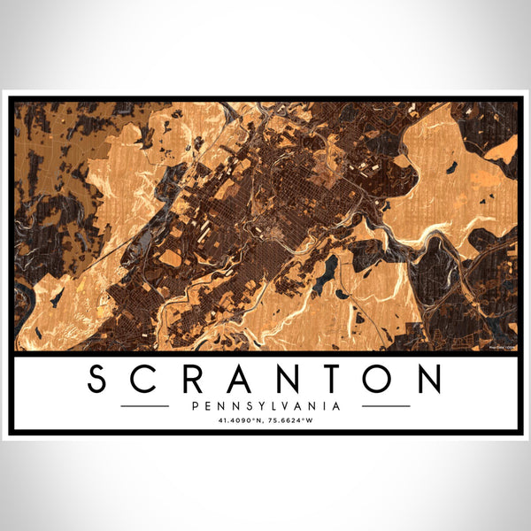Scranton - Pennsylvania Map Print in Ember