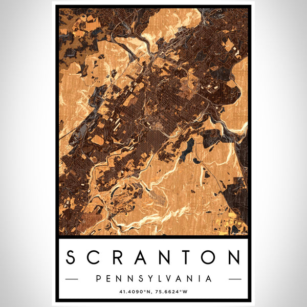 Scranton - Pennsylvania Map Print in Ember