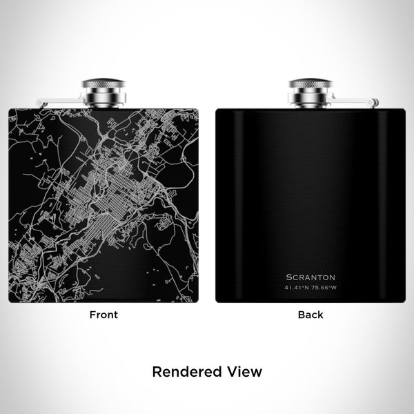 Scranton - Pennsylvania Map Hip Flask in Matte Black